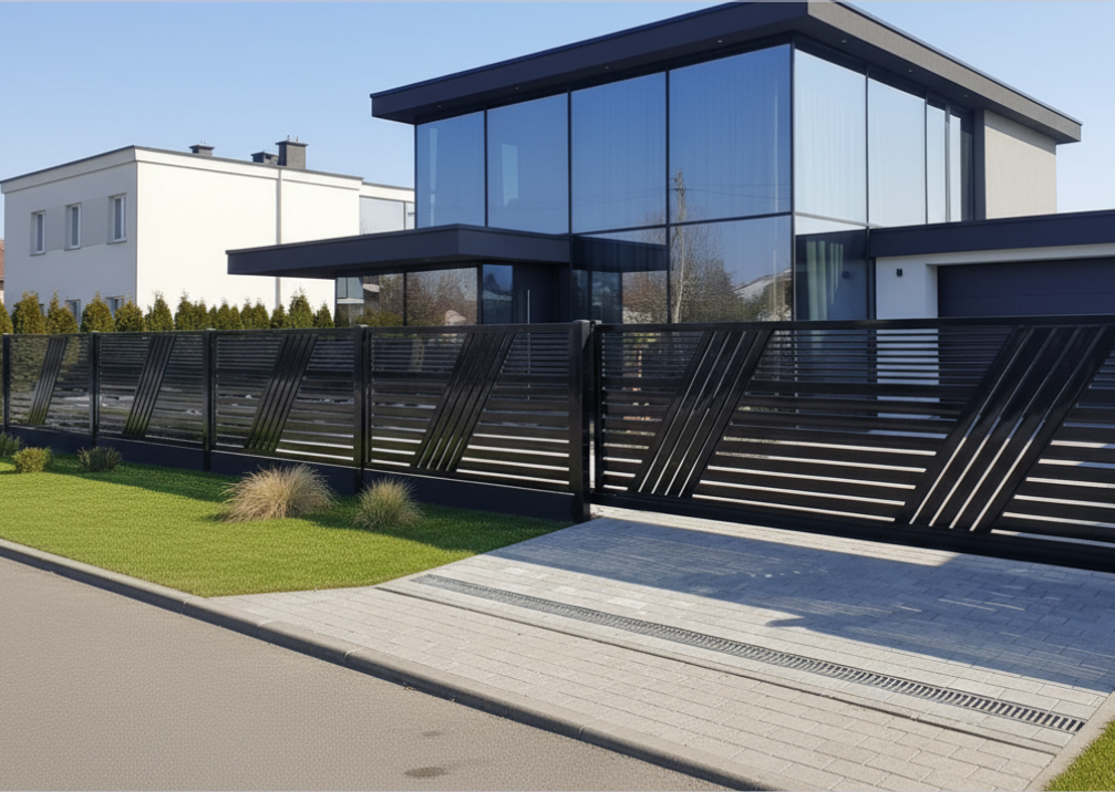 Ogrodzenie palisadowe Infinite z profilami skośnymi